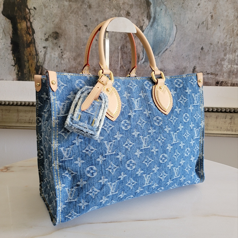 Louis Vuitton Onthego MM Monogram Denim Remix Handbag 2024 Vachetta Trim RARE